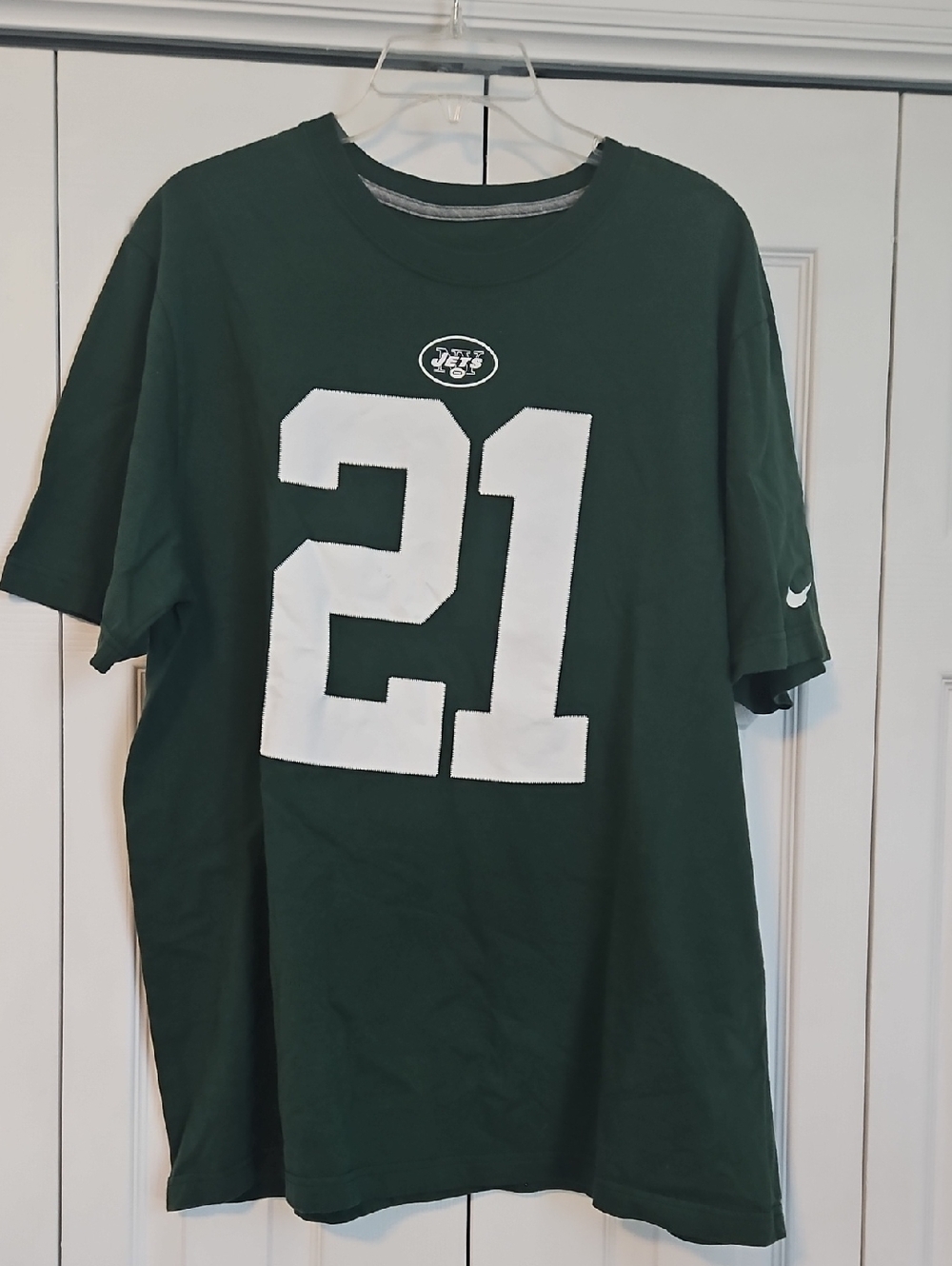 NY JETS Nike  Green #21 Football Jersey Tee with JOHNSON on Back XL